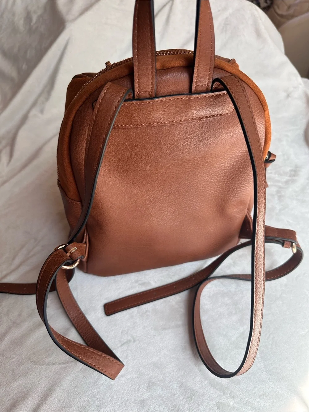 LC Lauren Conrad Small Brown Faux-Leather Backpack with Heart Charm